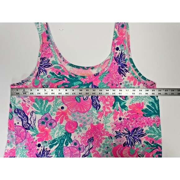 Lilly Pulitzer Tank Top Womens XXL Pink Green Floral Print Sleeveless Preppy - Picture 8 of 11